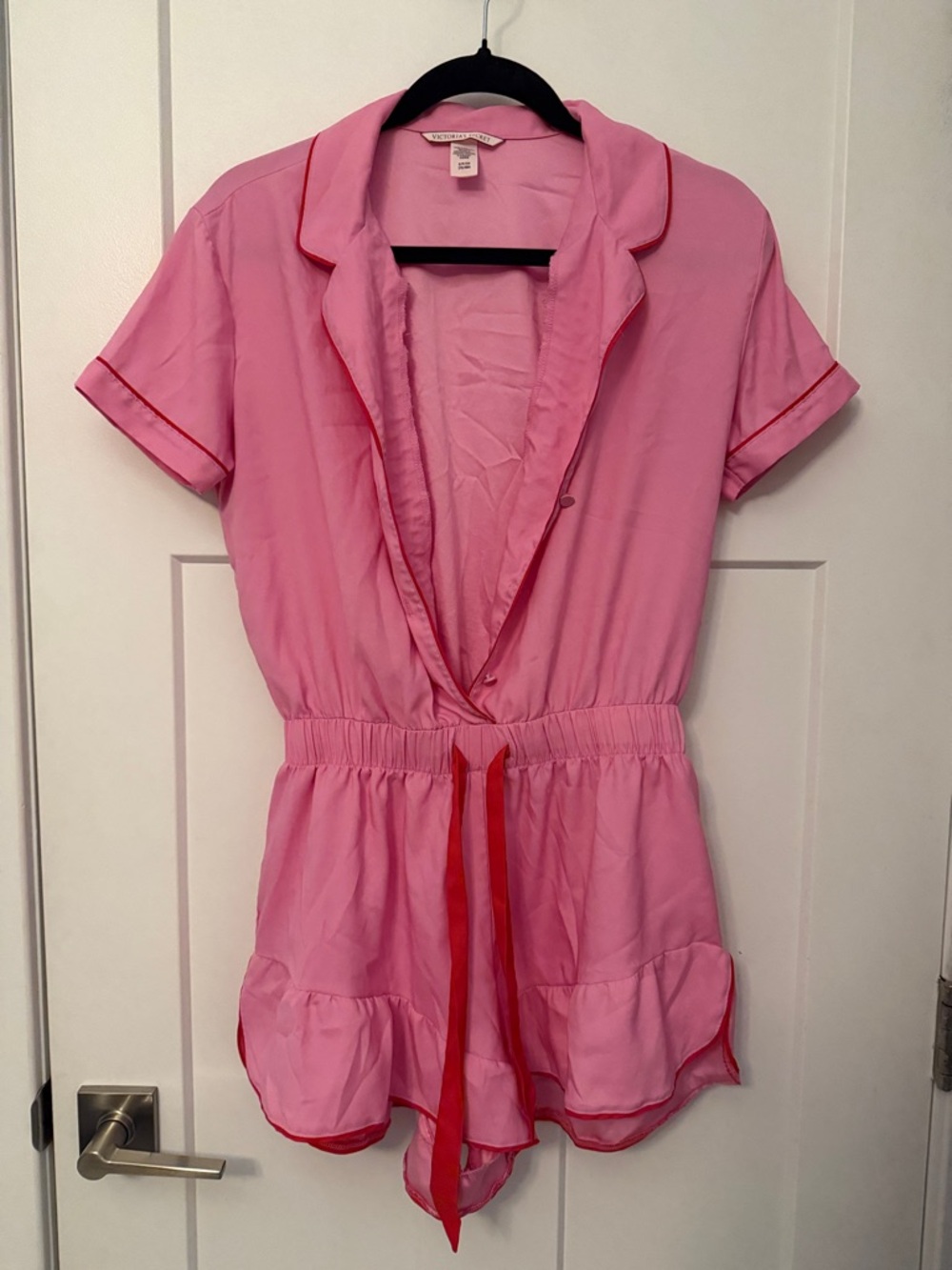 Victoria’s Secret Pink Short Sleeve Romper with Red Trim - Women's sleepwear
